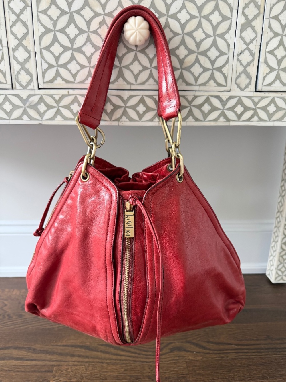 Kooba Jagger Expandable Tote in Red leather.